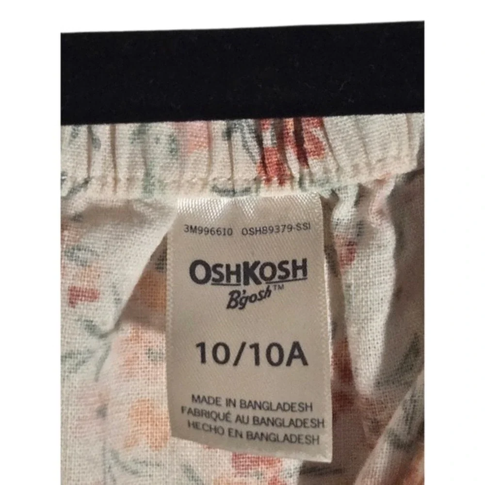 OshKosh Bgosh Girls Floral Jumpsuit Size 10 Sleeveless Wide Leg Button Front Tie